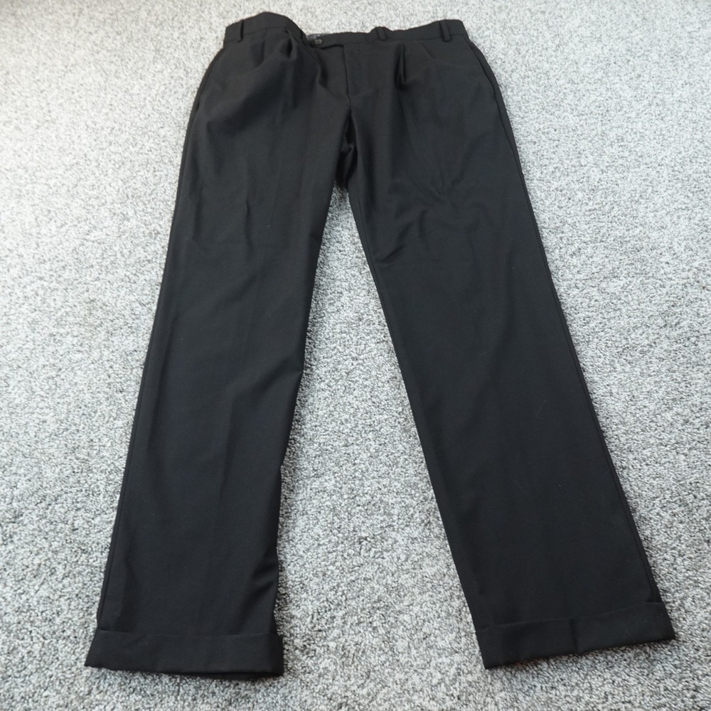 Ralph Lauren Pants Mens 38X32 Black Chino Trouser Dress Slacks Stretch‎ Pleated